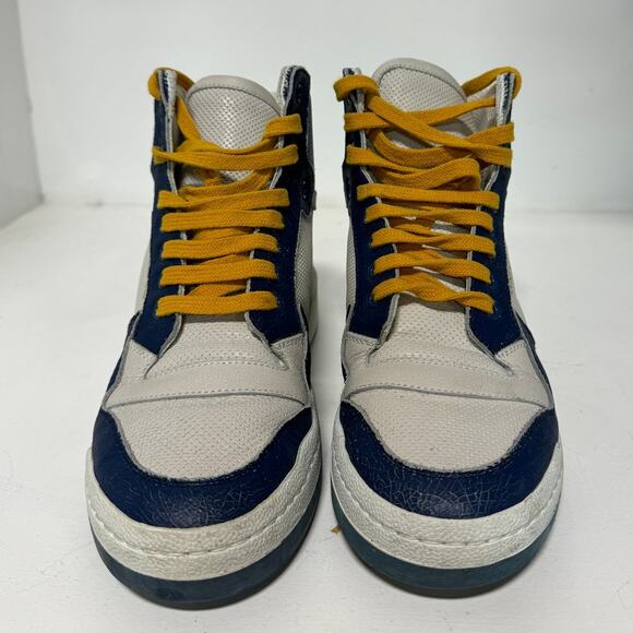 Saint Laurent Sl24 Colorblock Lace Up High Top Sneakers White/Navy Size 38 / 7.5 - Picture 3 of 11